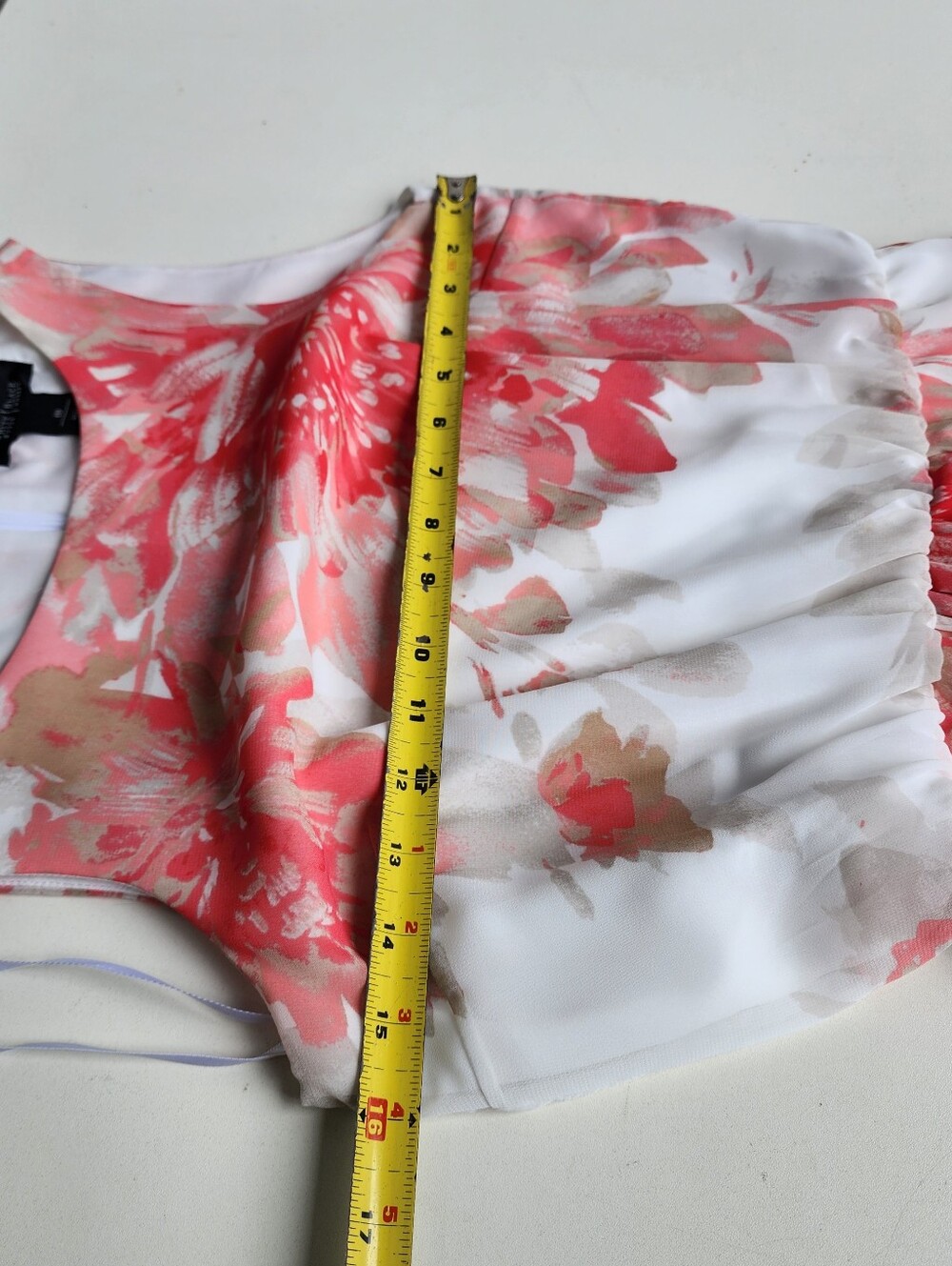 WHBM Sleeveless Floral High-Low Maxi Dress White Pink Sleveless Chiffon Size 00 - Picture 10 of 14